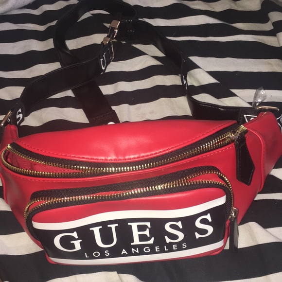 red guess fanny pack